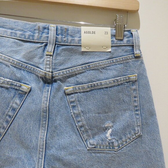 AGOLDE Parker Long Shorts in Swapmeet Light Denim Boho Distressed Casual 23 NWT - Picture 9 of 12
